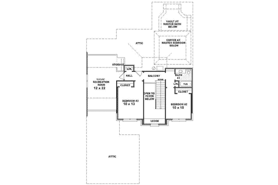Floor Plan - Upper Floor for European House Plan #81-276 - 3 bed, 3 bath