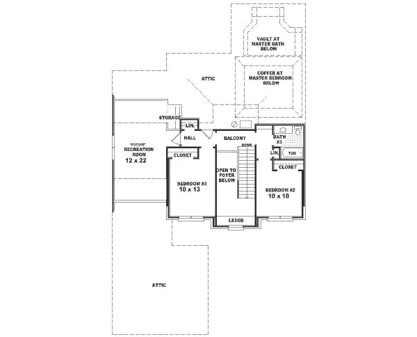 Floor Plan - Upper Floor for European House Plan #81-276 - 3 bed, 3 bath