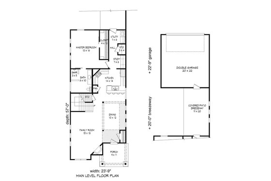 Floor Plan - Main Floor for Country House Plan #932-20 - 3 bed, 2 bath