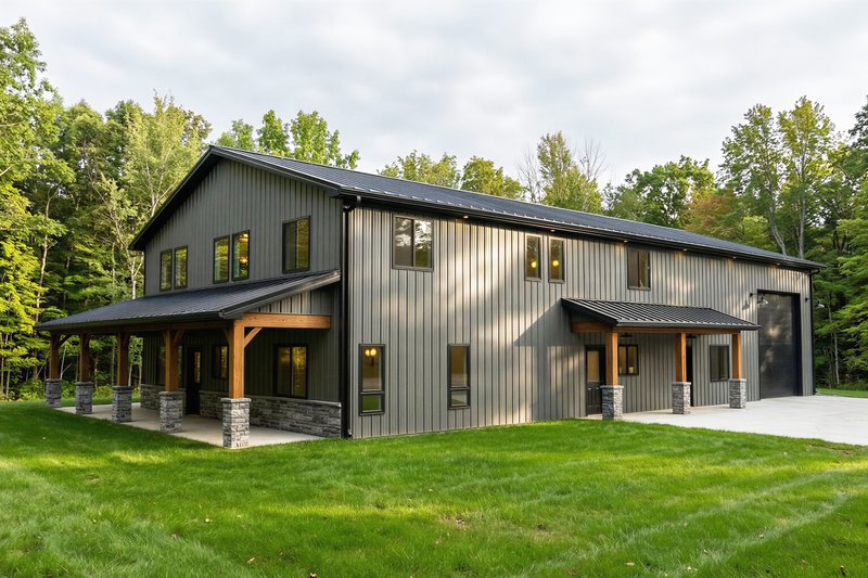 Home Plan - Exterior - Rear Elevation 1 for Barndominium House Plan #1084-8 - 3 bed, 2.5 bath