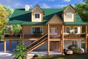 House Blueprint - Cabin Exterior - Front Elevation Plan #1060-190