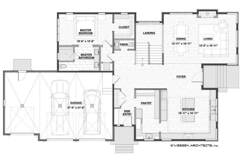 Architectural House Design - Floor Plan - Main Floor for Modern House Plan #928-394 - 4 bed, 3.5 bath
