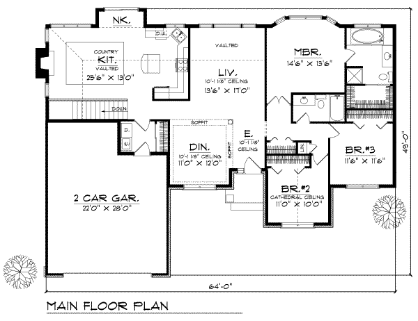 Ranch Floor Plan - Main Floor Plan #70-648