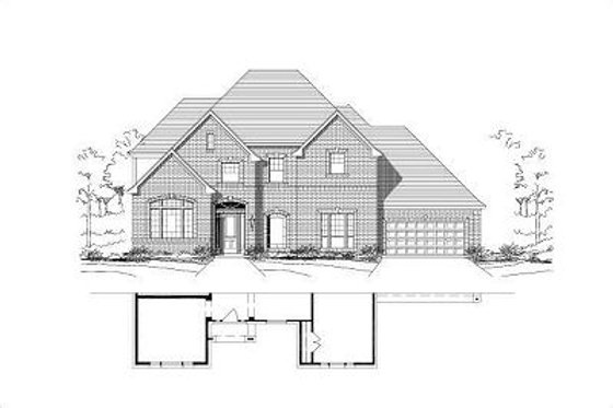 Exterior - Front Elevation for Traditional House Plan #411-444 - 5 bed, 4 bath