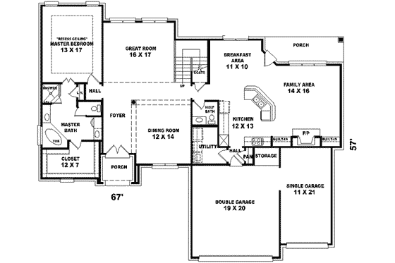 Floor Plan - Main Floor for European House Plan #81-549 - 4 bed, 3.5 bath