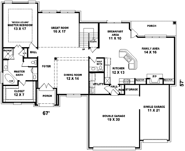 Floor Plan - Main Floor for European House Plan #81-549 - 4 bed, 3.5 bath