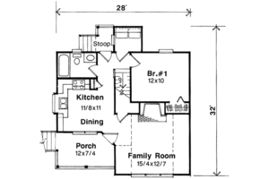 Floor Plan - Main Floor for Cottage House Plan #41-103 - 2 bed, 1 bath