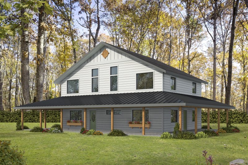 House Blueprint - Farmhouse Exterior - Front Elevation Plan #117-1061