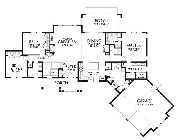 House Blueprint - Ranch Floor Plan - Main Floor Plan #48-950