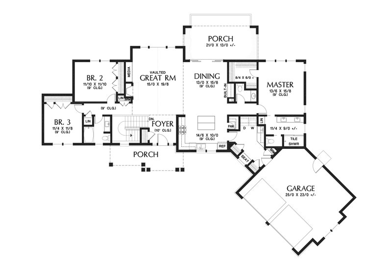 Dream House Plan - Floor Plan - Main Floor for Ranch House Plan #48-950 - 4 bed, 3.5 bath