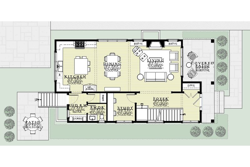 House Blueprint - Floor Plan - Main Floor for Farmhouse House Plan #901-154 - 5 bed, 3.5 bath