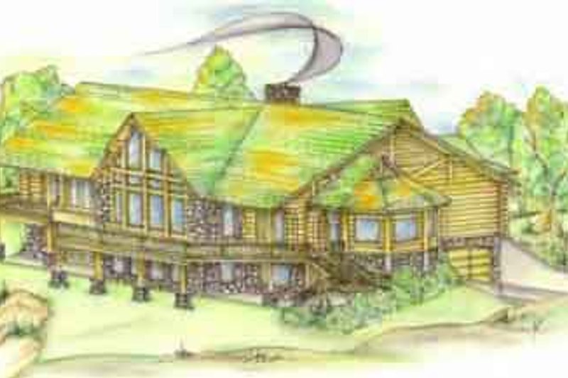 Home Plan - Log Exterior - Front Elevation Plan #117-105