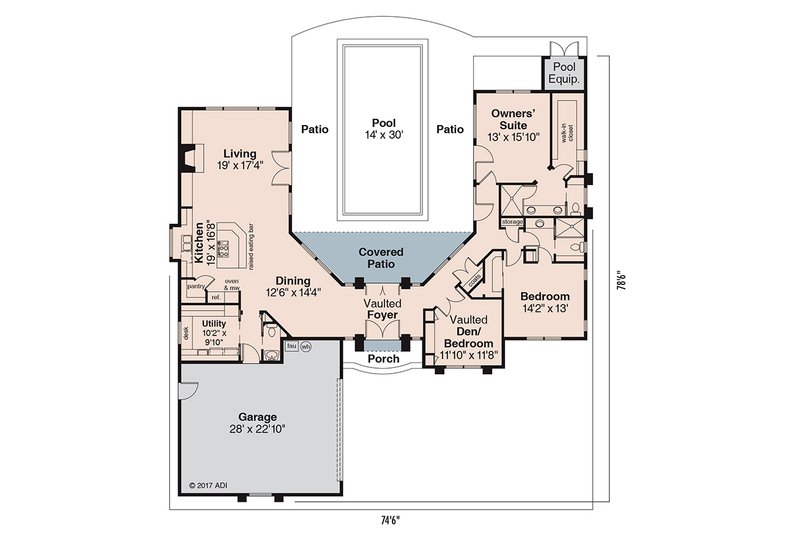 Home Plan - Floor Plan - Main Floor for Ranch House Plan #124-501 - 3 bed, 2.5 bath