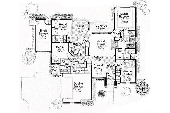 Floor Plan - Main Floor for European House Plan #310-267 - 4 bed, 3 bath