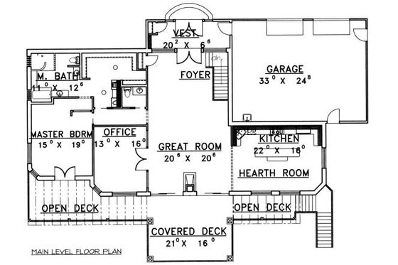 Floor Plan - Main Floor for Southern House Plan #117-565 - 3 bed, 2.5 bath