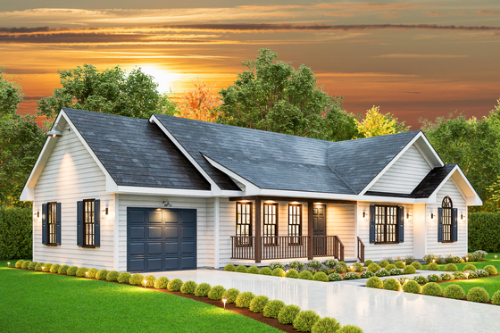 Exterior - Front Elevation 3 for Traditional House Plan #54-635 - 3 bed, 2 bath