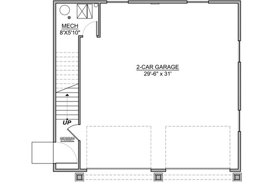 Floor Plan - Main Floor for Craftsman House Plan #1073-10 - 2 bed, 1 bath