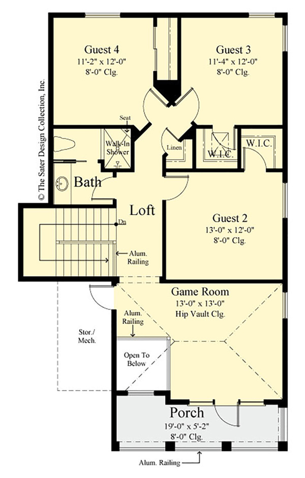 Southern Floor Plan - Upper Floor Plan #930-496