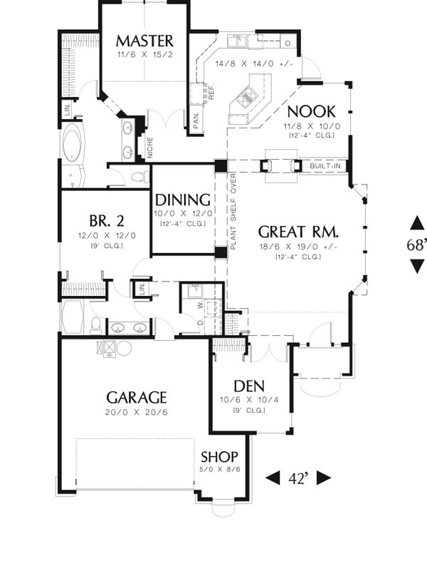 House Plan Design - Ranch Floor Plan - Main Floor Plan #48-590