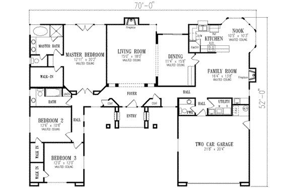 Floor Plan - Main Floor for Adobe / Southwestern House Plan #1-493 - 3 bed, 2.5 bath