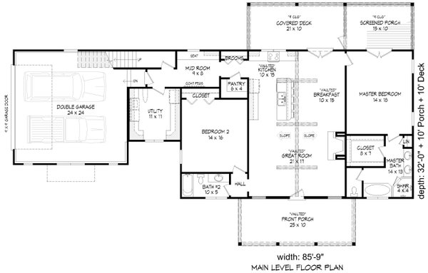 Farmhouse Floor Plan - Main Floor Plan #932-1231