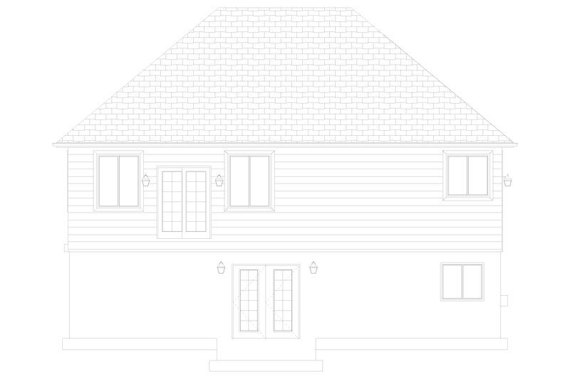 House Blueprint - Exterior - Rear Elevation 1 for Craftsman House Plan #1060-152 - 2 bed, 2 bath