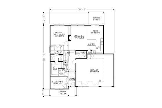 Floor Plan - Main Floor for Craftsman House Plan #53-702 - 5 bed, 2.5 bath