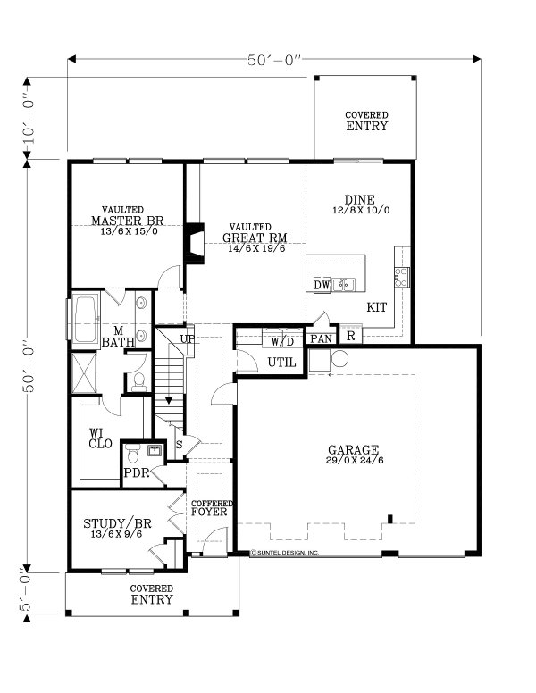 Craftsman Floor Plan - Main Floor Plan #53-702