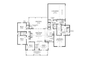 Floor Plan - Main Floor for Farmhouse House Plan #1074-66 - 4 bed, 2.5 bath