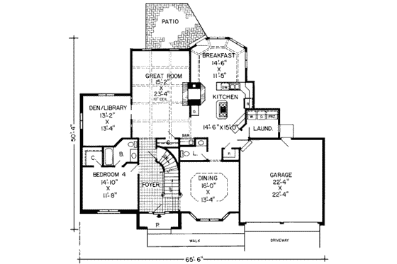 Floor Plan - Main Floor for Traditional House Plan #312-105 - 4 bed, 3.5 bath