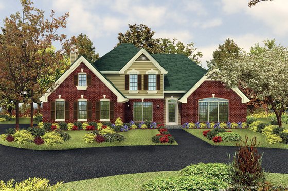 Exterior - Front Elevation for Traditional House Plan #57-122 - 4 bed, 3.5 bath