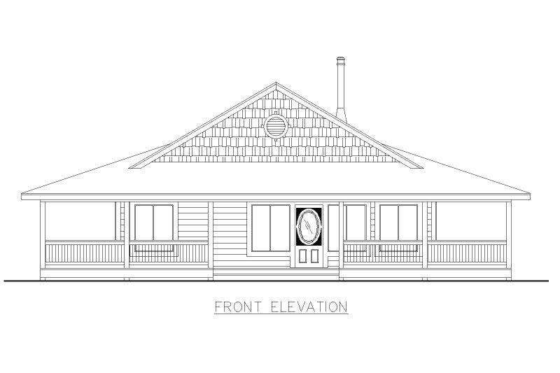 House Blueprint - Exterior - Front Elevation 3 for Country House Plan #117-996 - 2 bed, 2 bath