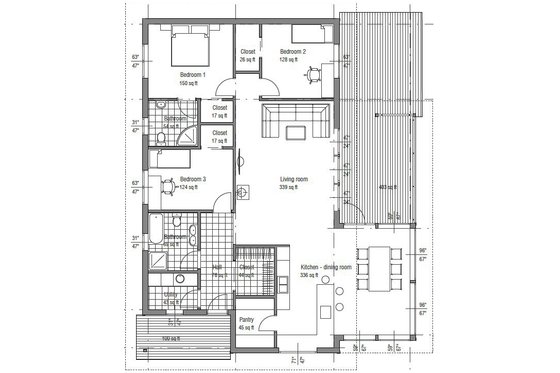 Floor Plan - Main Floor for Modern House Plan #537-24 - 3 bed, 2 bath