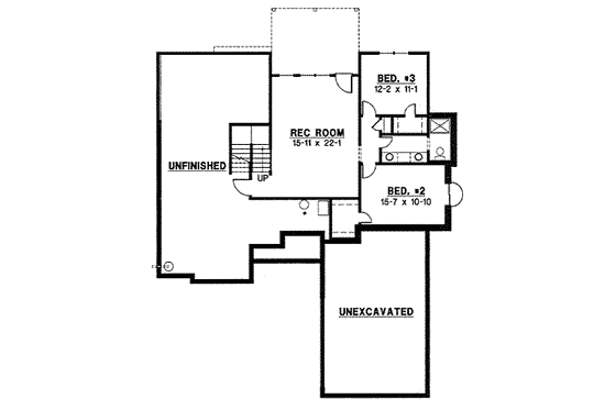 Floor Plan - Lower Floor for Traditional House Plan #67-794 - 4 bed, 3 bath