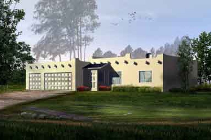 Home Plan - Adobe / Southwestern Exterior - Front Elevation Plan #1-981