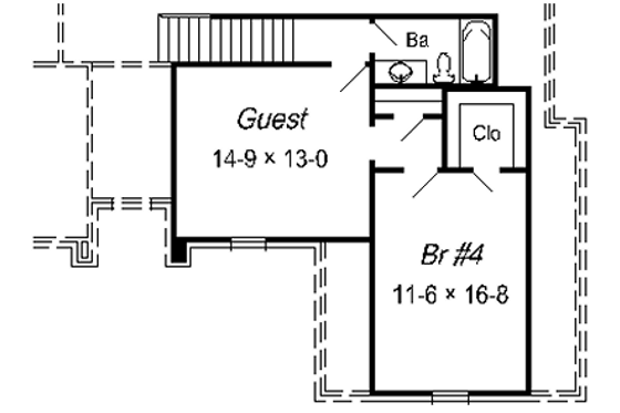 Floor Plan - Upper Floor for European House Plan #329-253 - 4 bed, 3 bath