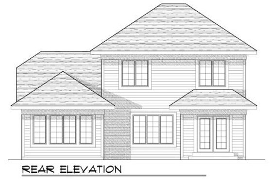 Exterior - Rear Elevation for Traditional House Plan #70-944 - 3 bed, 2.5 bath