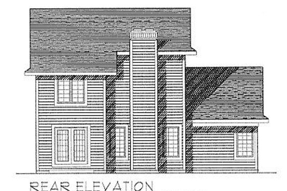 Exterior - Rear Elevation for Traditional House Plan #70-124 - 3 bed, 2 bath