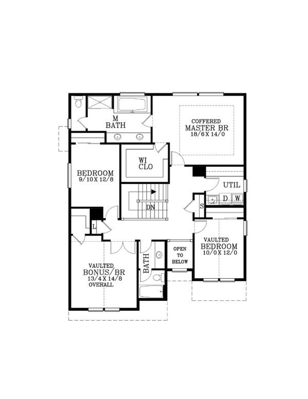 Craftsman Floor Plan - Upper Floor Plan #53-456