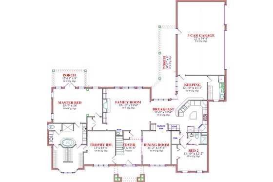 Floor Plan - Main Floor for Classical House Plan #63-319 - 4 bed, 4 bath