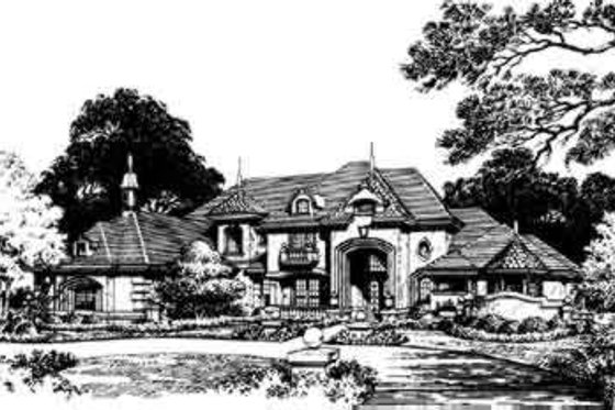 Exterior - Front Elevation for European House Plan #135-107 - 5 bed, 5 bath