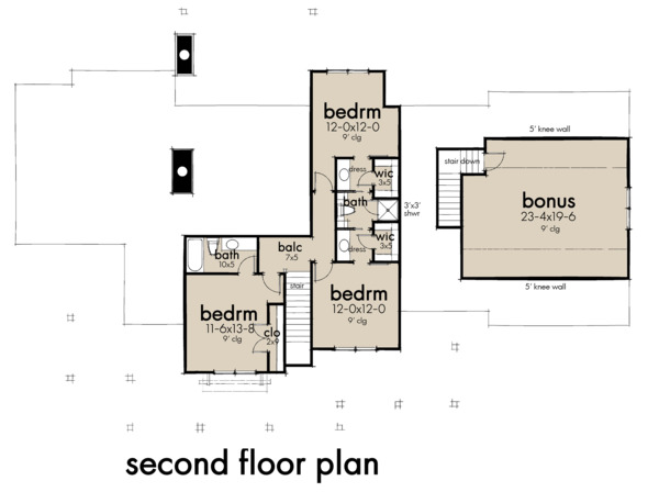 House Blueprint - Farmhouse Floor Plan - Upper Floor Plan #120-266