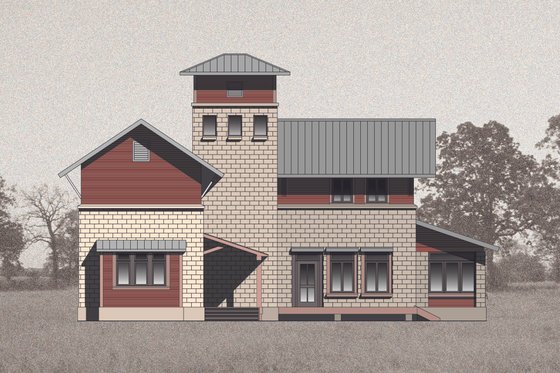 Exterior - Rear Elevation for Farmhouse House Plan #531-2 - 4 bed, 4 bath