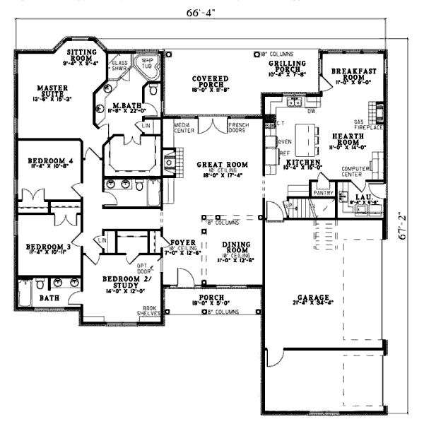 Dream House Plan - Southern Floor Plan - Main Floor Plan #17-2295