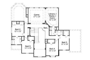 Floor Plan - Upper Floor for Colonial House Plan #411-830 - 5 bed, 3.5 bath