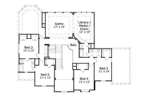 Floor Plan - Upper Floor for Colonial House Plan #411-830 - 5 bed, 3.5 bath