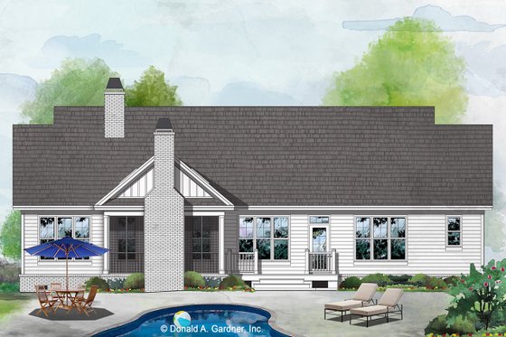 Exterior - Rear Elevation for Craftsman House Plan #929-1078 - 3 bed, 2 bath