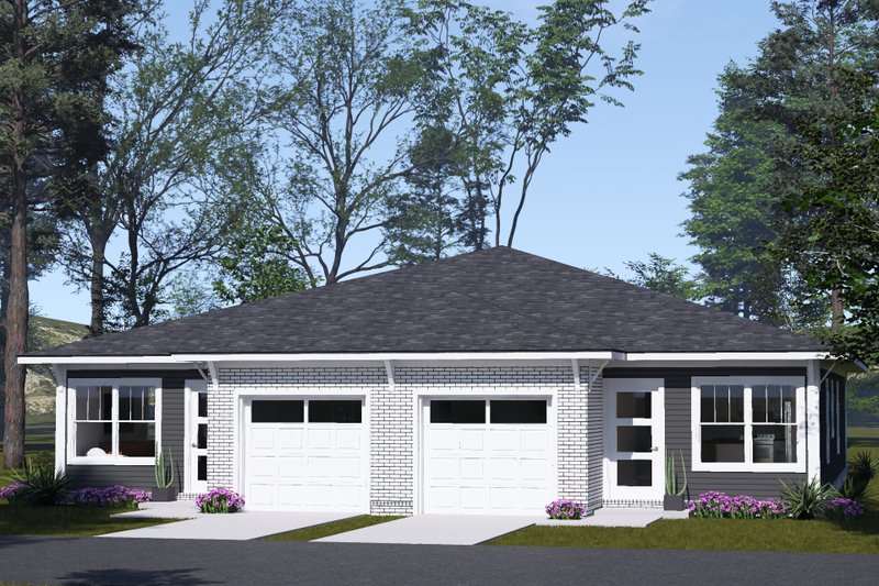 Home Plan - Exterior - Front Elevation 2 for Modern House Plan #513-2476 - 3 bed, 2 bath