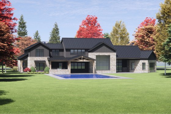 Exterior - Rear Elevation for Farmhouse House Plan #1096-4 - 4 bed, 4.5 bath