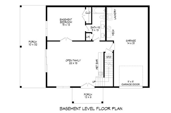 Floor Plan - Lower Floor for Country House Plan #932-334 - 3 bed, 3 bath